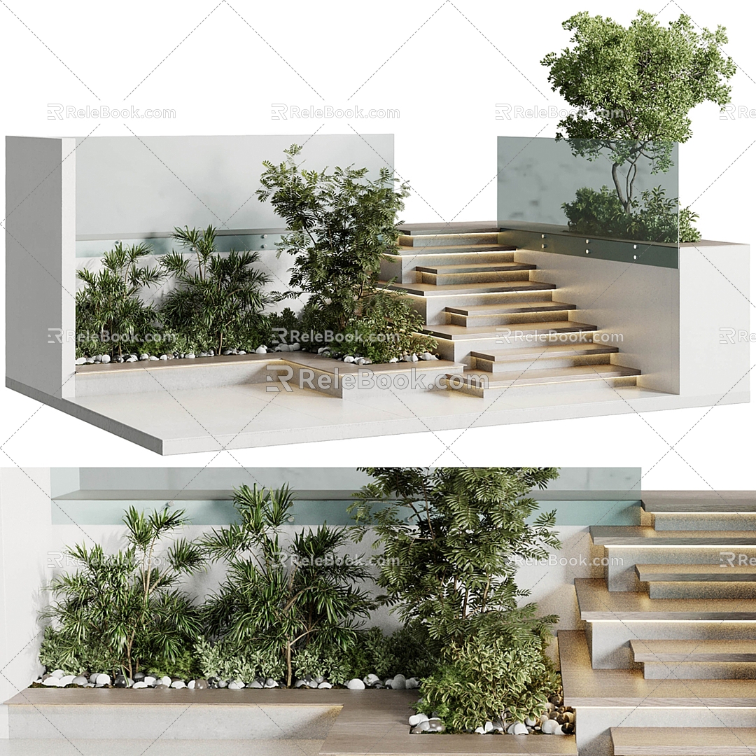 Outdoor Landscape Stairs Plant Landscape 3d model