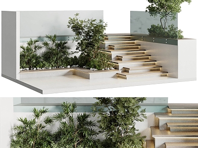 Outdoor Landscape Stairs Plant Landscape 3d model