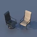 Pair Of Modern Leisure Chairs In Black And Beige With Metal Frames