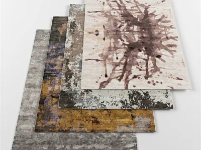 Modern Square Area Rugs With Abstract Splatter Patterns And Various Colors 3d model