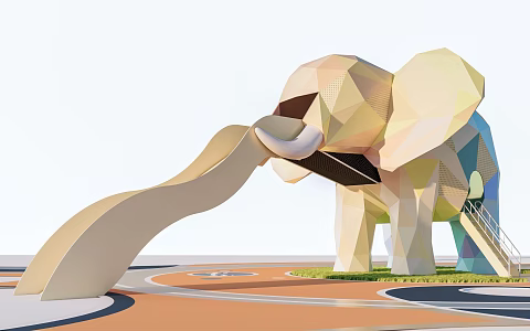 Modern Elephant Slide Animal Slide Children's Ride 3d model