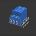 Blue Relay Module Electronic Component With Circuit Board Pins And Interface 3d model