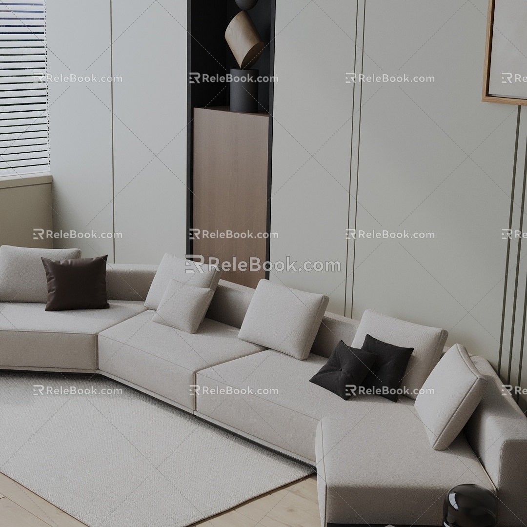 Modern three-seat sofa 3d model