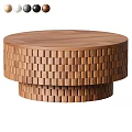 Round Wooden Coffee Table With Woven Design And Smooth Top Surface 3d model