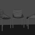 Three Modern Gray Leather Accent Chairs With Metal Legs And Sleek Design