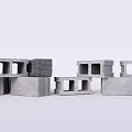 Concrete Construction Components With Hollow Design And Stacked Arrangement 3d model