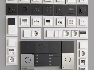 Panasonic Switch Panels With Modern Designs Various Styles And Control Buttons 3d model