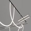 Modern Chandelier Design Featuring Curved Lines And Linear Ceiling Structures 3d model