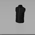 Black Puffer Vest With Zipper Front Closure Quilted Pattern Lightweight Warm Fashionable Outerwear