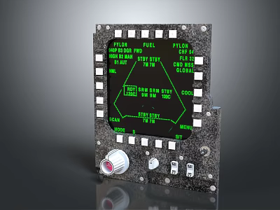 Electronic Control Panel Display With Green Screen Knobs Buttons And Test Code 3d model