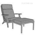 Modern Leisure Chair With Wooden Frame Dark Fabric Cushion And Ottoman