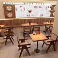 Japanese Restaurant Front With Wooden Counter Brick Wall White Cloth Curtains Menu Cash Register