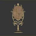 Ornate Gold Frame Oval Mirror With Decorative Stand And Vintage Design