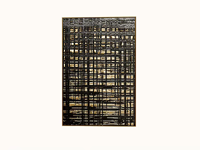 Abstract Painting With Black Grid Lines And Gold Textured Modern Art Design 3d model