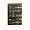 Abstract Painting With Black Grid Lines And Gold Textured Modern Art Design