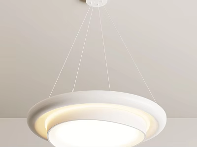 Modern White Circular Pendant Light With Glowing Design Hanging From Ceiling 3d model
