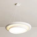 Modern White Circular Pendant Light With Glowing Design Hanging From Ceiling 3d model