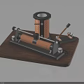 Electromagnetic Experiment Apparatus with Wooden Base Horizontal and Vertical Coils and Metal Rod Components