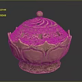Decorative Golden Furniture Piece With Intricate Carved Lid And Ornate Base
