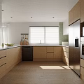 Modern Commercial Kitchen Interior With Light Wood Cabinets Stainless Steel Appliances And Bright Lighting