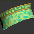 Green Decorative Bracelet with Teardrop Shaped Gems and Golden Border and Intricate Patterned Design