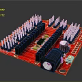 Red Computer Interface Circuit Board With Multiple Pins And Electronic Connector Components 3d model