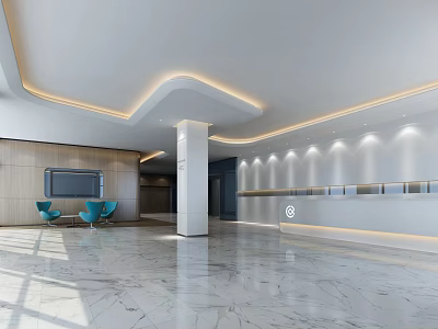 Modern Hall Office Lobby Reception Rest Waiting Area Office Sofa Office Area 3d model