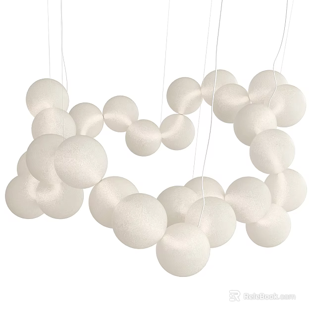 White Spherical Ceiling Lights Featuring Multiple Hanging Balls For Modern Interior Spaces 3d model 