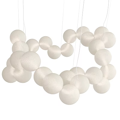 White Spherical Ceiling Lights Featuring Multiple Hanging Balls For Modern Interior Spaces 3d model