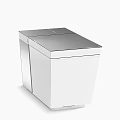 Modern White Toilet With Sleek Silver Lid And Contemporary Minimalist Design