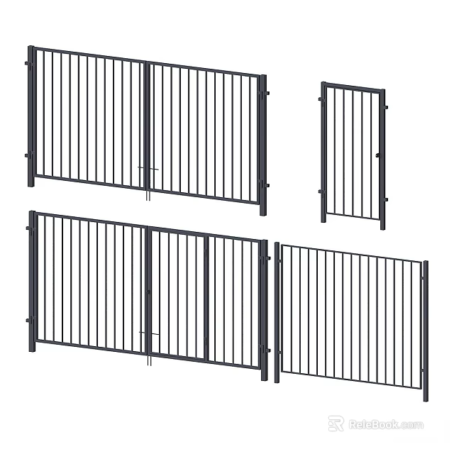 Metal Railings With Various Designs Including Gate Panels And Fence Structures 3d model 
