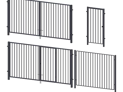 Metal Railings With Various Designs Including Gate Panels And Fence Structures 3d model