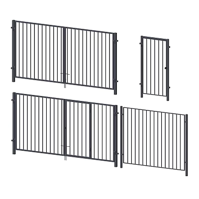 Metal Railings With Various Designs Including Gate Panels And Fence Structures 3d model