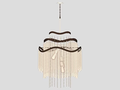 Decorative Crystal Chandelier With Multi Layer Fringe And Hanging Chains Design 3d model