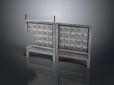 Modern Textured Double Cabinet With Geometric Pattern Design And Leg Base Support 3d model