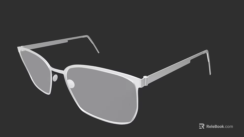 White Metal Frame Glasses With Sleek Design And Clear Lenses 3d model 