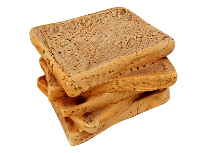 Golden Brown Square Toast Slices Stacked With Airy Holes For Breakfast Meal 3d model