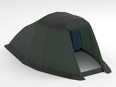 Green And Black Camping Tent With Dome Shape Sturdy Design And Doorway 3d model