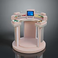 Sleek Circular Control Console With Digital Screen Control Buttons And Smooth Countertop