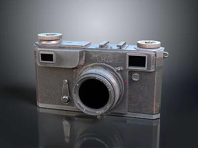 Vintage Metal Camera With Retro Design Classic Lens And Top Dials 3d model