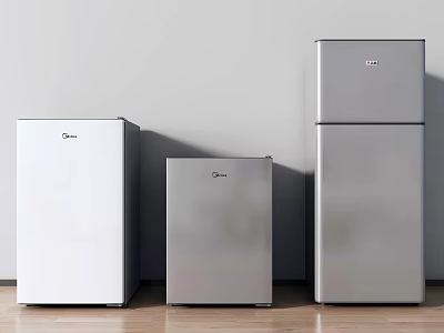 Midea White Silver Upright Compact Double Door Refrigerators Freezers For Kitchen 3d model