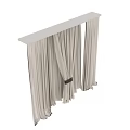 White Sheer Light Filtering Curtains With Black Tieback For Modern Window 3d model