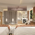 Modern Hotel Guest Room Interior Design With Twin Beds Curtains And Window Decor