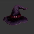 Purple Witch Hat with Red Belt and Silver Buckle Pointed Top Fabric Material