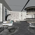 Modern Reception Area Sales Office Negotiation Area Negotiation Table and Chair Sofa Sand Table Chandelier Hall Lobby 3d model