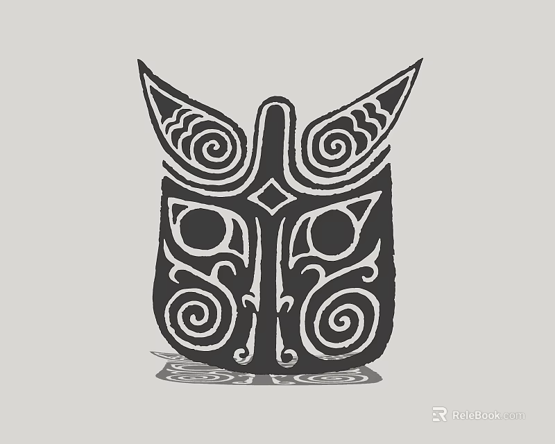 Traditional Decorative Mask With Intricate Spiral Patterns And Symmetrical Design 3d model 