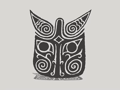 Traditional Decorative Mask With Intricate Spiral Patterns And Symmetrical Design 3d model