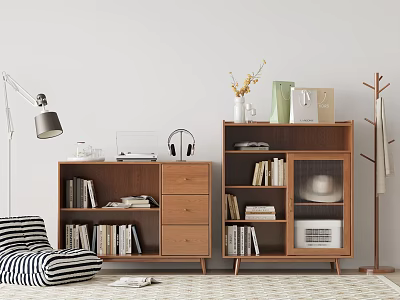 Nordic Bookcase Storage Cabinet Storage Cabinet Low Cabinet Log Bookcase 3d model