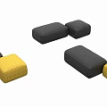 Modern Modular Exhibition Tables And Chairs With Black Yellow Padded Seats