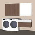 Modern Bathroom Cabinet Washing Machine Mirror Cabinet 3d model